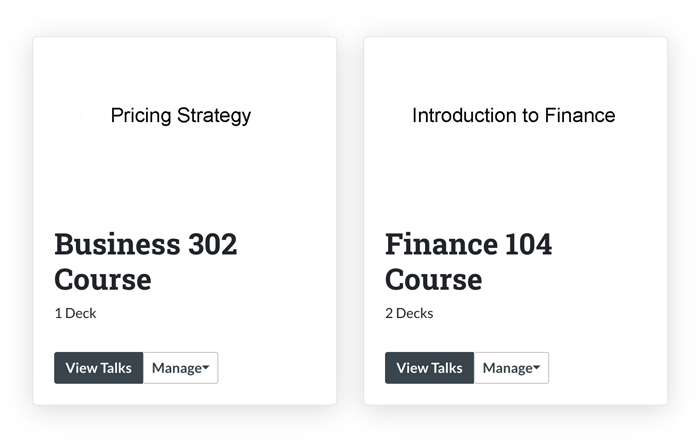 UI showing two collections grouped by courses